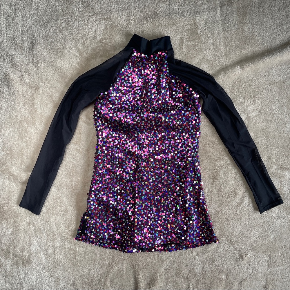 Weissman Black and purple Sequin ballroom dancing Dress